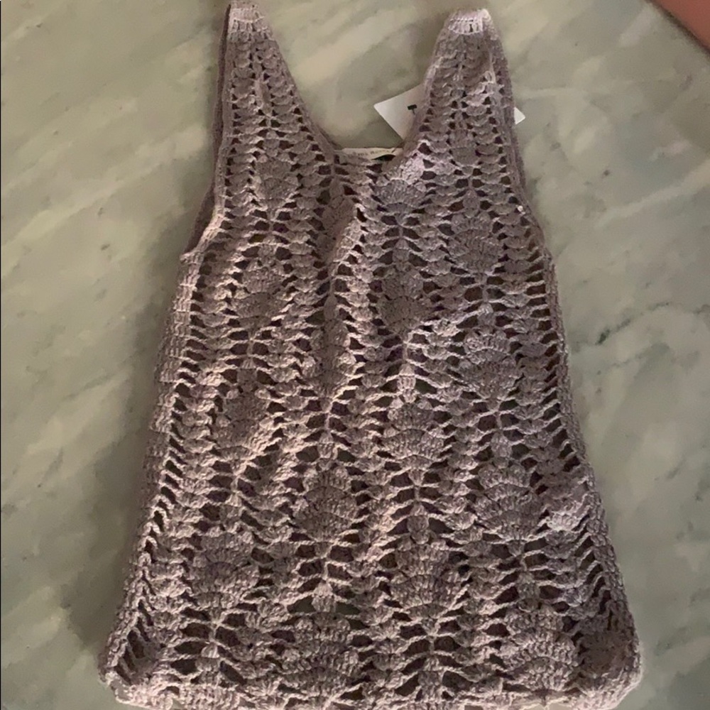 NWT Ryan Roche cashmere crochet tank